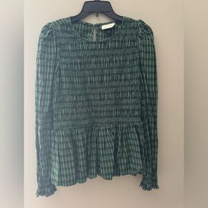 Universal Thread Dark Green Plaid Blouse, L